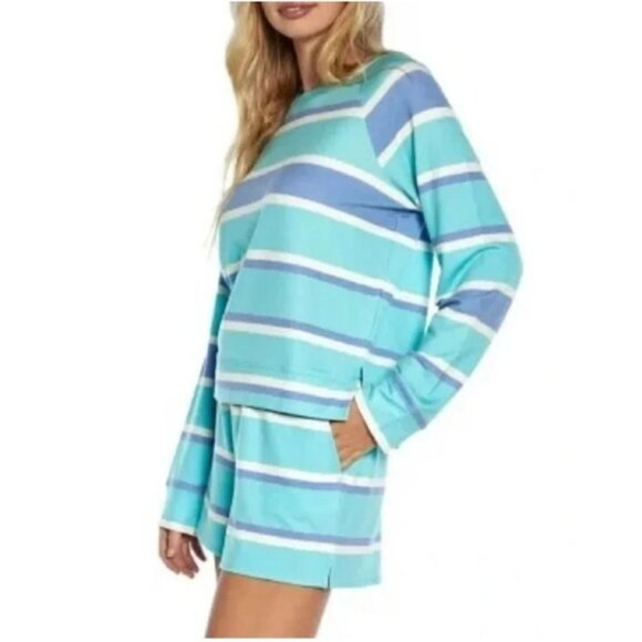 Wildfox $160 Lounge Set Striped Womens Large Sweatshirt & Shorts NWT - Picture 5 of 7